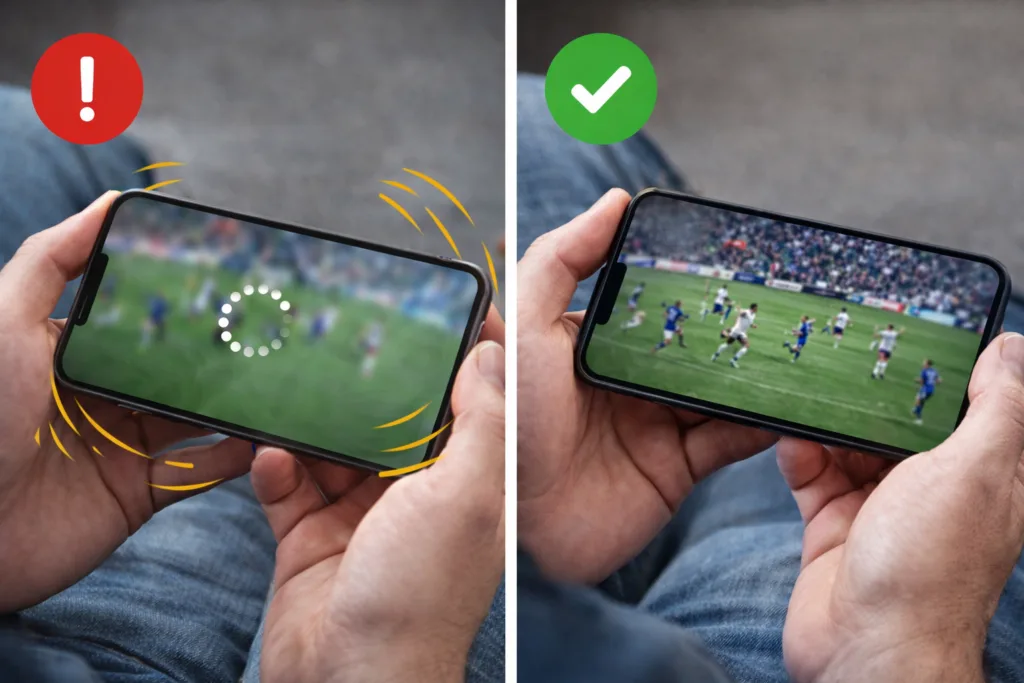 تقطيع بث المباريات على الجوال أثناء المشاهدة